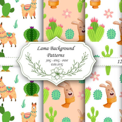 Untitled-1 Llama Digital Paper Pack: Boho Cactus Aztec Seamless Patterns-06