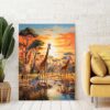 Loving Giraffe Duo Canvas And Wildlife Nursery Wall Art-052