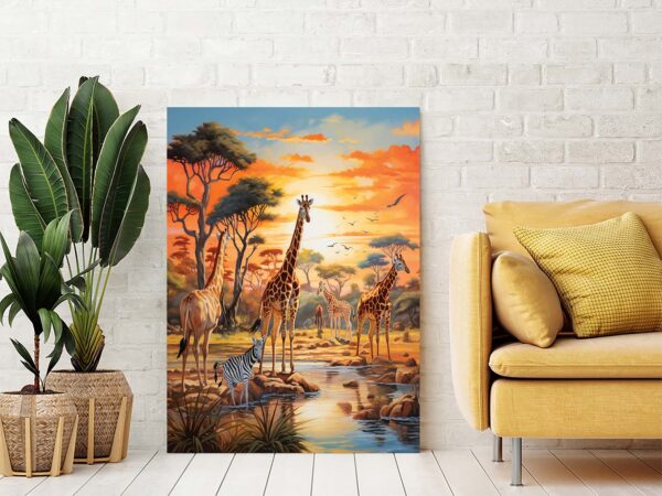 Loving Giraffe Duo Canvas And Wildlife Nursery Wall Art-052