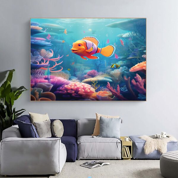 Vibrant Underwater Coral Reef Canvas Wall Art Set-054