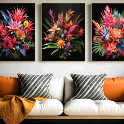 Abstract Flower Wall Art Set