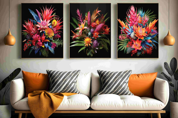 Abstract Flower Wall Art Set