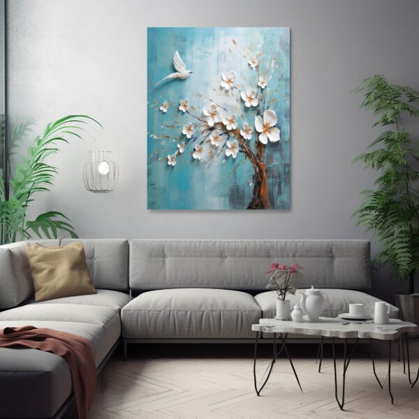 Textured Abstract Botanical Canvas Art 039