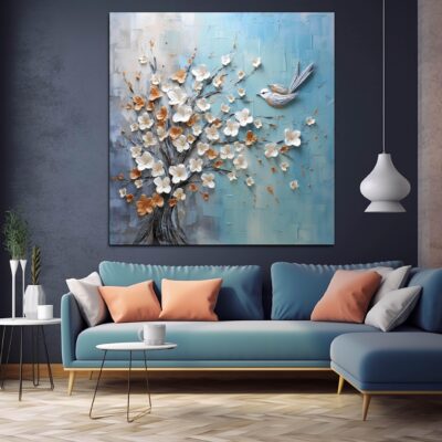 Floral Painting Blossom Textured Wall Art-040