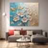 Textured Floral Oil Painting on Canvas & Abstract  Blossom Wall Art Set 031