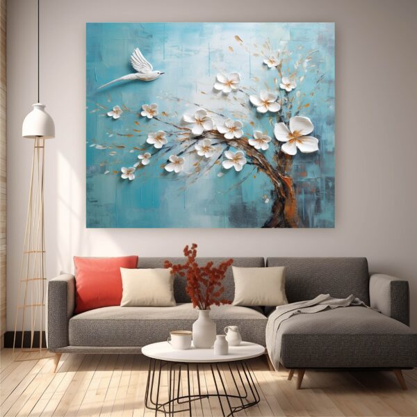 Textured Floral Wall Art For Living Room Bedroom Decor Set-030