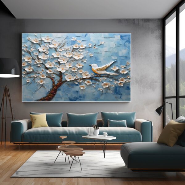 Textured Floral Wall Art For Living Room Bedroom Decor Set-030