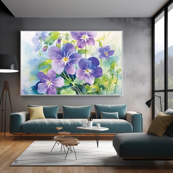 Purple Floral Canvas Print For Wall Decor Set 029