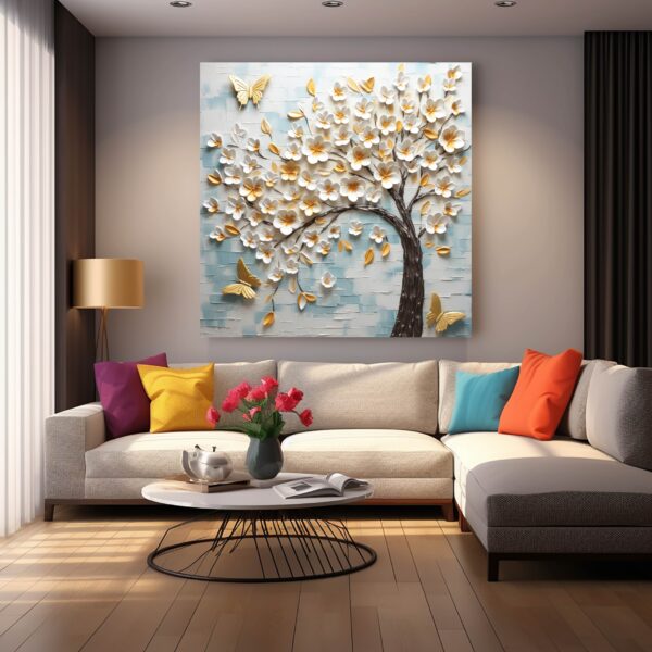 Textured Floral Oil Painting on Canvas & Abstract  Blossom Wall Art Set 031