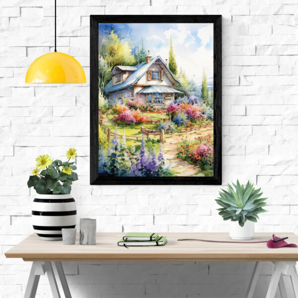 House and Flower Garden Art Print 034