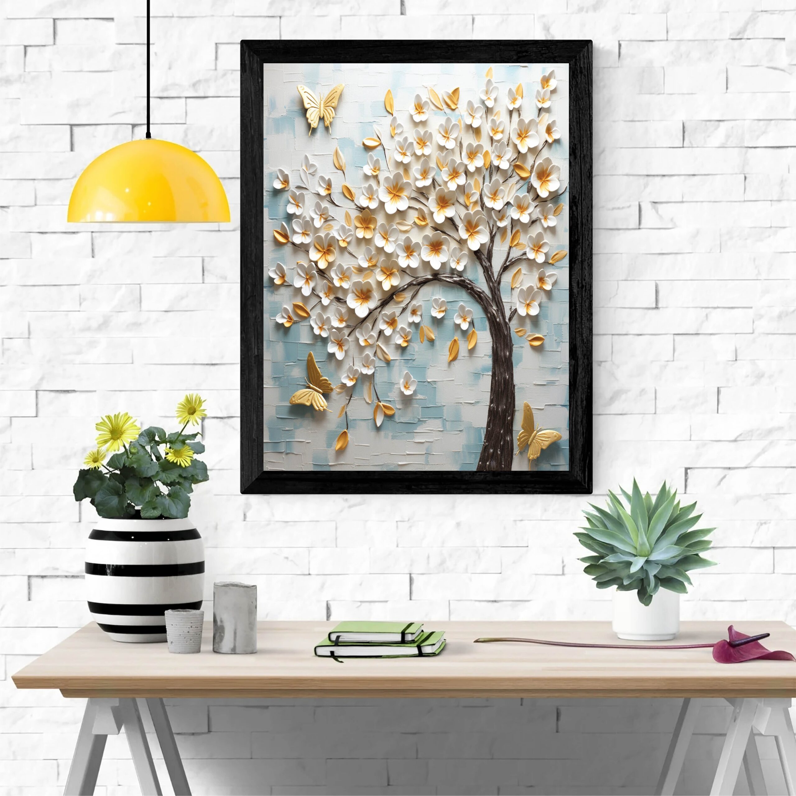 Abstract White Flower Wall Art Floral 3D Oil Painting on Canvas 041