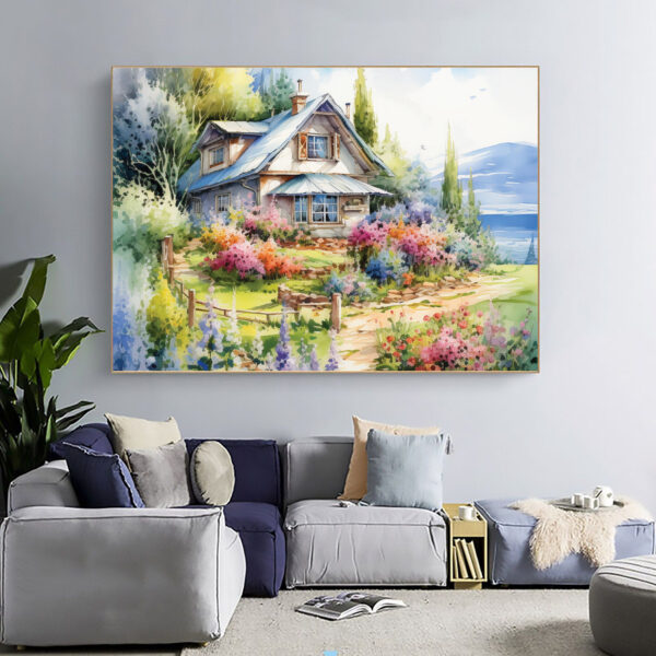 House and Flower Garden Art Print 034