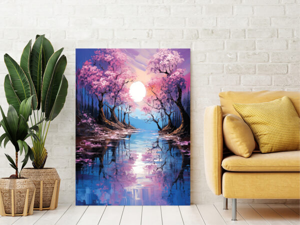 Forest Wall Art Mountains Textured Landscape Painting Wall Art Set 042