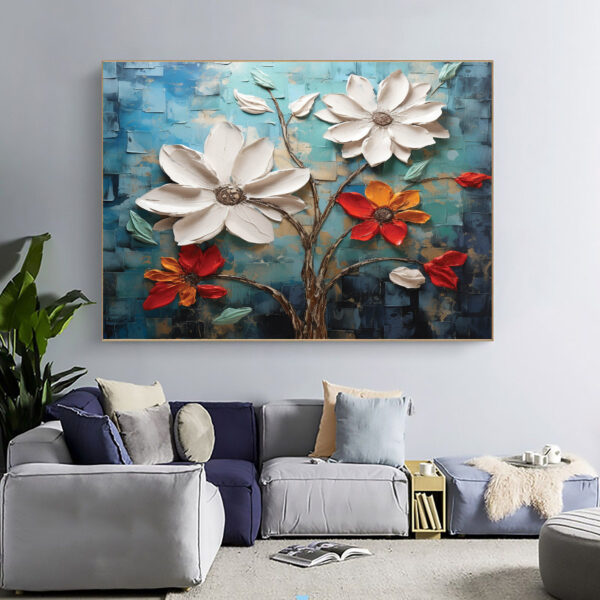 Blossom Texture Wall Art Elegant Painting on Canvas Set 033