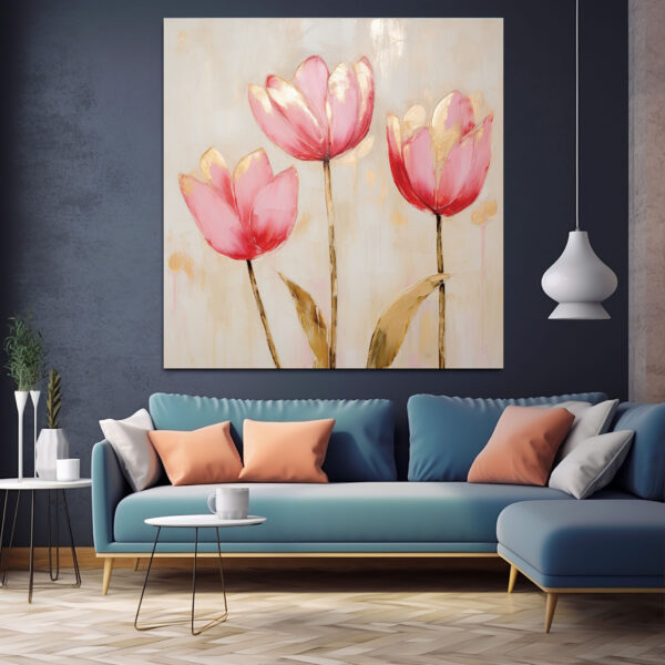 Abstract Textured Flower  Wall Art Set-048