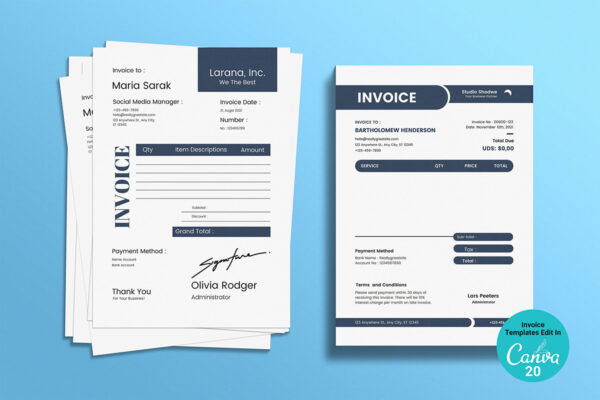 Invoice Template -CANVA invoice template