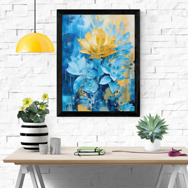 Abstract Natural Blue Color Flower Wall Art 012