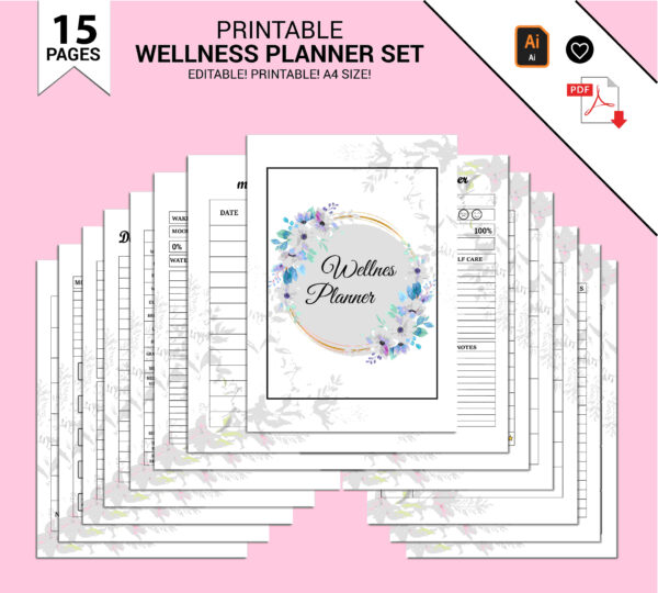 Printable  Wellness Planner Set