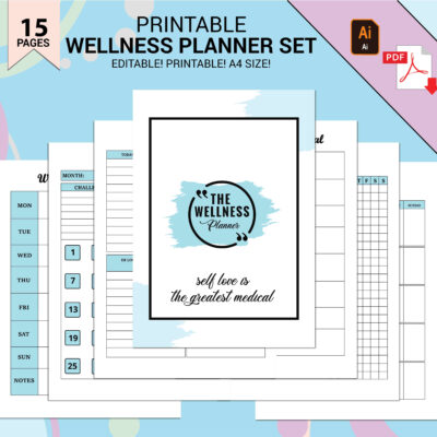 Printable Wellness Planner Set