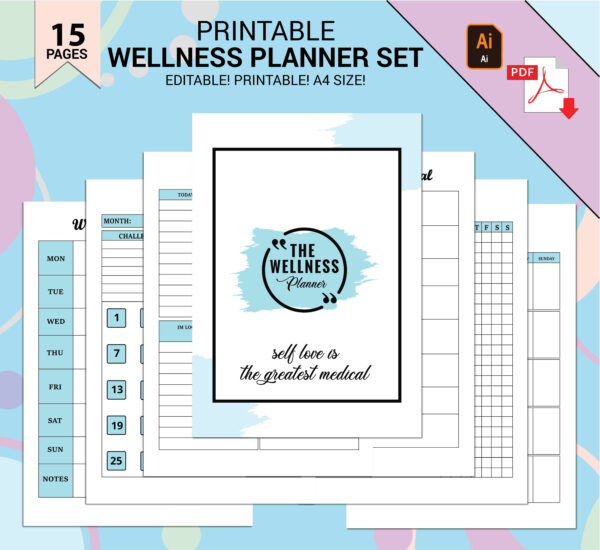 Printable Wellness Planner Set