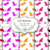 Black and White Cat Digital Paper & Seamless Pattern