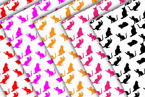 Black and White Cat Digital Paper & Seamless Pattern-060