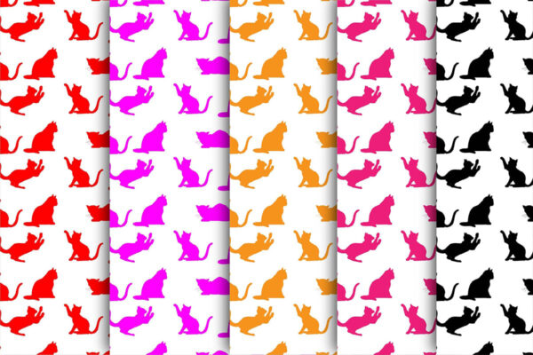 Black and White Cat Digital Paper & Seamless Pattern-060