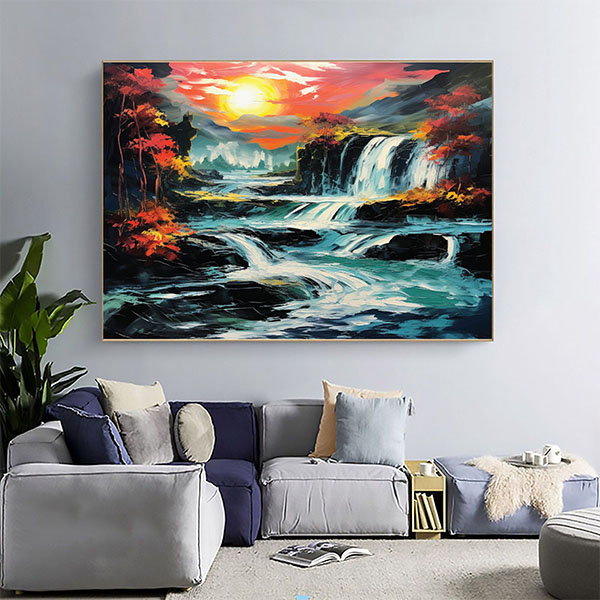600-600 Modern Minimal Nature Wall Decor Serene Countryside Canvas Living Room Art-113