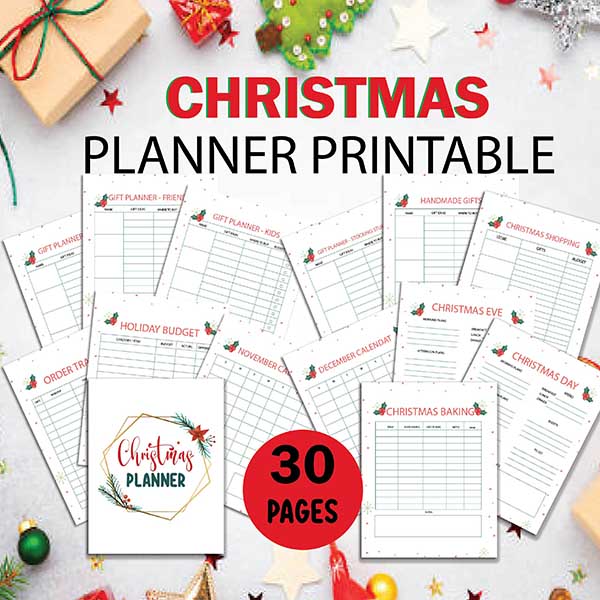 600-600 Christmas Planner Notebook, Holiday Planner, Christmas Binder, Gift Planner-DP042