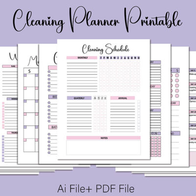600-600 Cleaning Planner, Cleaning Checklist, Cleaning Schedule, Monthly Cleaning, Cleaning Planner Printable-DP043