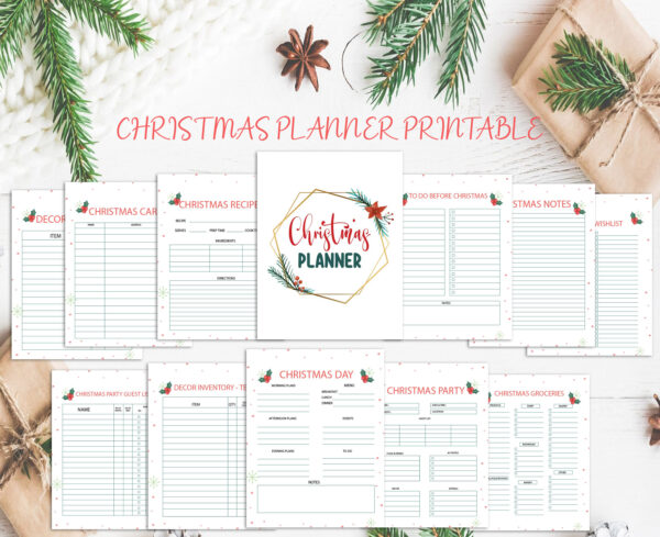 MOCKUP 3 Christmas Planner Notebook, Holiday Planner, Christmas Binder, Gift Planner-DP042