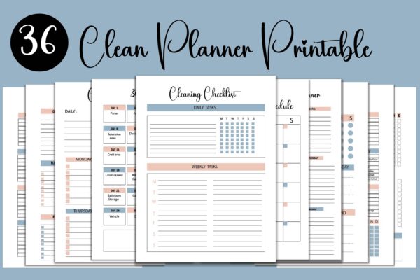 mockup-01 Cleaning Planner Editable, Cleaning Planner Printable, Cleaning Checklist,Monthly Cleaning-DP044