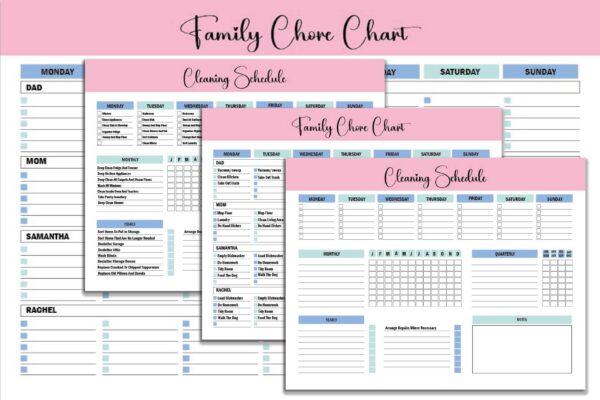 mockup 1-01 Editable Cleaning Schedule, Cleaning Checklist, Monthly Cleaning, Weekly Cleaning,House Chore List-DP045