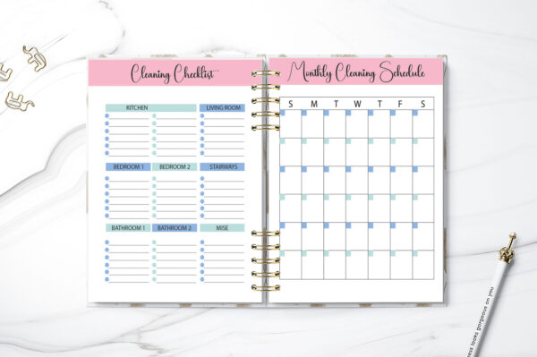 mockup 2 Editable Cleaning Schedule, Cleaning Checklist, Monthly Cleaning, Weekly Cleaning,House Chore List-DP045