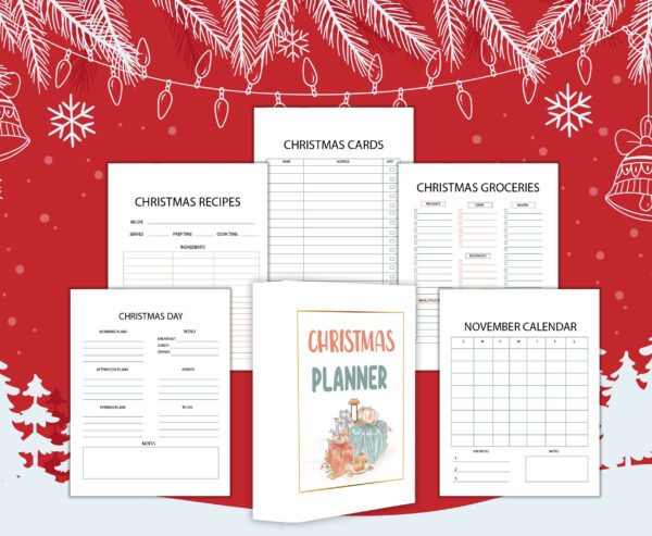 mockup 2 Holiday Planner, Christmas Binder, Christmas Planner Printable, Gift Planner, Xmas Planner-DP041