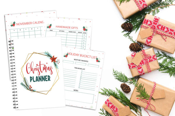 mockup 2 Christmas Planner Notebook, Holiday Planner, Christmas Binder, Gift Planner-DP042