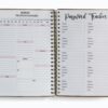 Opened sketchbook pages mockup psd on floral background Office Work Planner | Office Task Tracker | Meetings List | Work Schedule| Project Checklist| Daily Planner-026