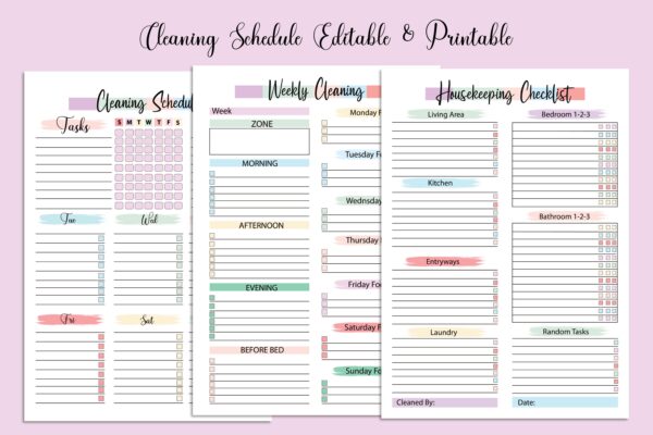 Web Cleaning Planner Editable, Cleaning Planner Printable, Cleaning Checklist,Monthly Cleaning-DP047