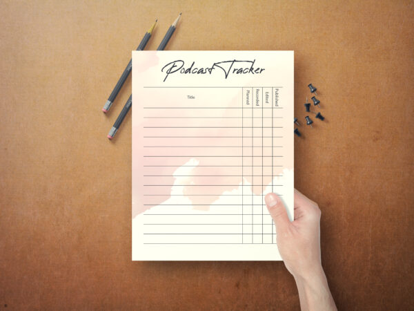 mockup 5 Podcast Planner Printable, Editable Podcast Episode Launch Plan-DP031