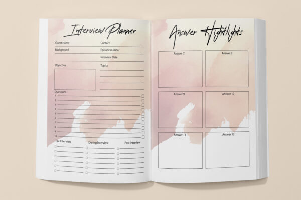 mockup 7 Podcast Planner Printable, Editable Podcast Episode Launch Plan-DP031