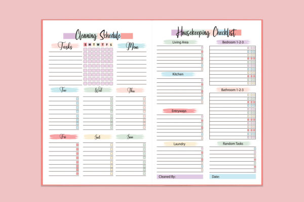 mockup 7 Cleaning Planner Editable, Cleaning Planner Printable, Cleaning Checklist,Monthly Cleaning-DP047