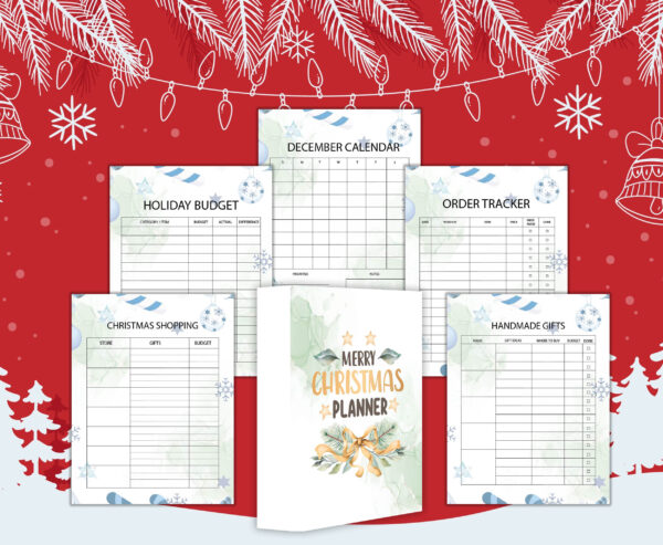 mockup 8 Christmas Organizer, Holiday Planner, Christmas Binder, Christmas Planner Printable, Gift Planner, Xmas Planner-DP039