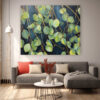 2 Eucalyptus Leaf Painting, Sage Botanical Wall Art, Neutral Impasto Canvas, Scandinavian Bedroom Decor-0147