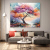 Abstract Blossom Tree Oil Painting, Colorful Floral Wall Art-0120