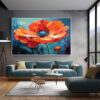600-600 Abstract Floral Canvas Art, Vibrant Botanical Painting, Modern Wall Decor-0129