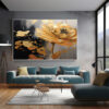 600-600 Gold Black Abstract Canvas Art, Modern Neutral Painting, Luxury Home Decor-0135