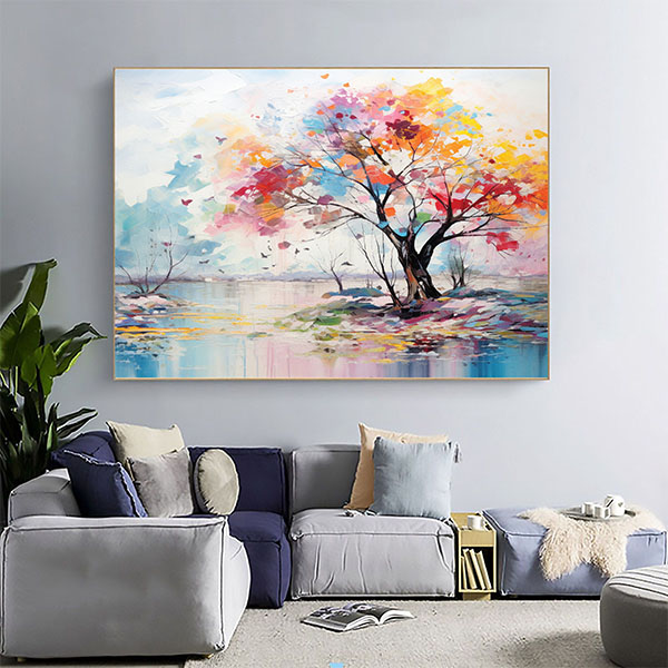 Custom Wall Art, Abstract Rainbow Tree Wall Art, Boho Wall Décor, Living room Wall Decor-0146