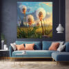 600-600 Large Textured Floral Abstract Painting Green Botanical Wall Art -0148