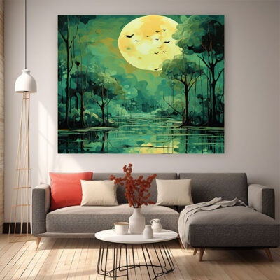 Spring Bird Wall Art, Blossom Branch Painting, Cottagecore Nature-0157