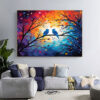 Colorful Birds on a Wire Canvas Wall Art Print Modern Abstract Living Room Decor-0156